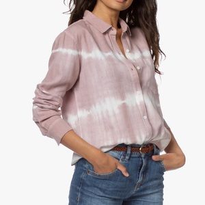 RAILS Ingrid Raw Long Sleeve Short In Mauve White